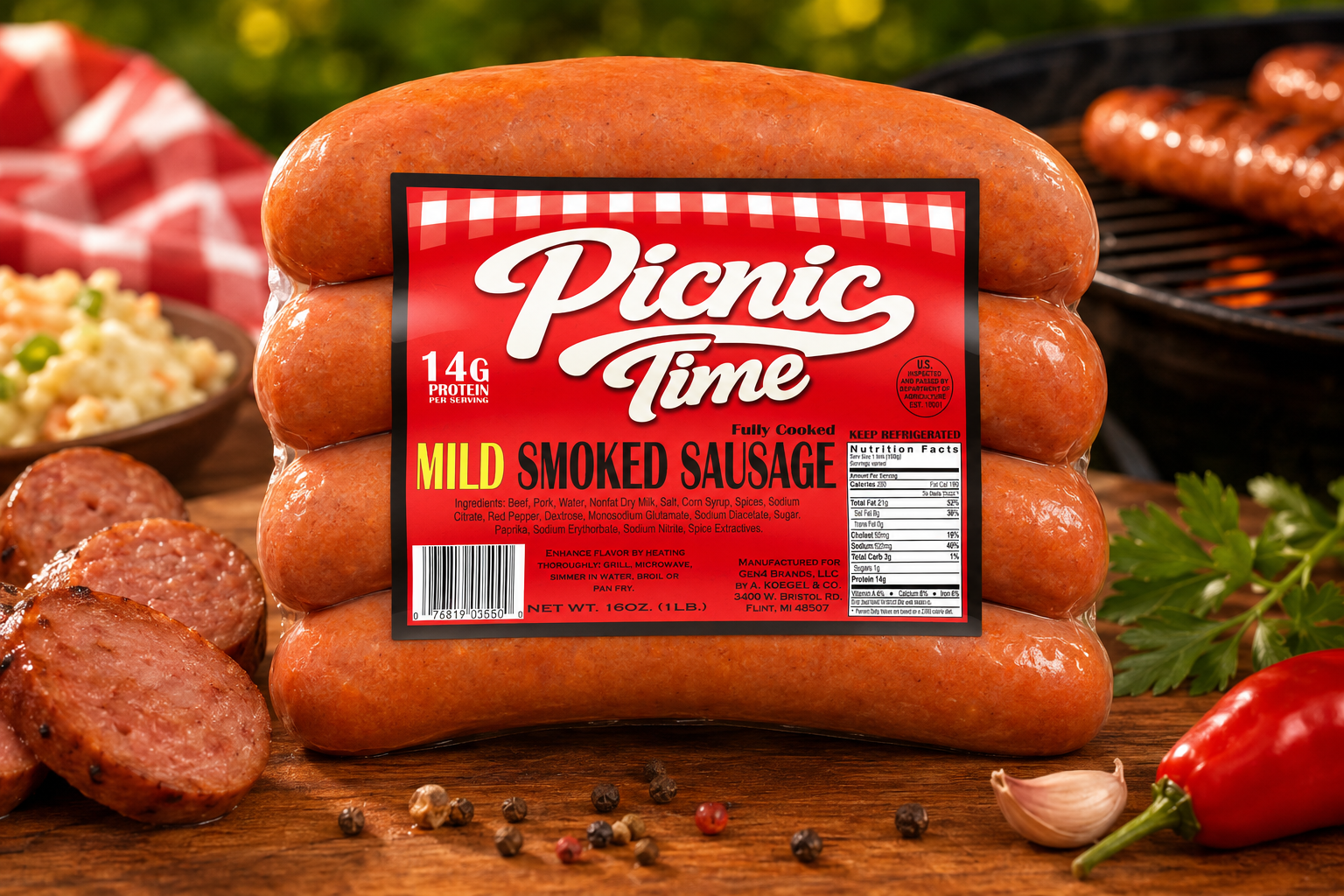Picnic Time - 1 LB Mild Smoked Sausage